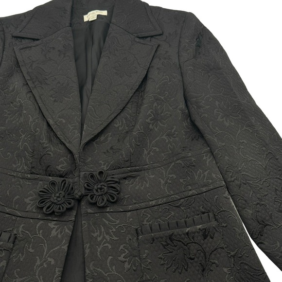 NWT Amanda Smith Suit Jacket long‎ Size 10 Formal Jacquard Gothic Ruffle Details - Picture 1 of 12